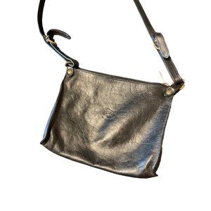 Vintage Il Bisonte Black Leather Crossbody Bag Made in Italy